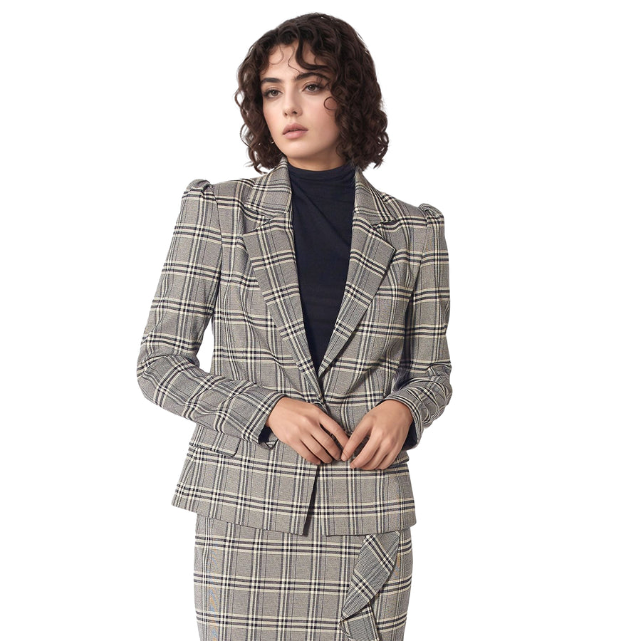 Pleione Women's Notch Collar Tweed Blazer