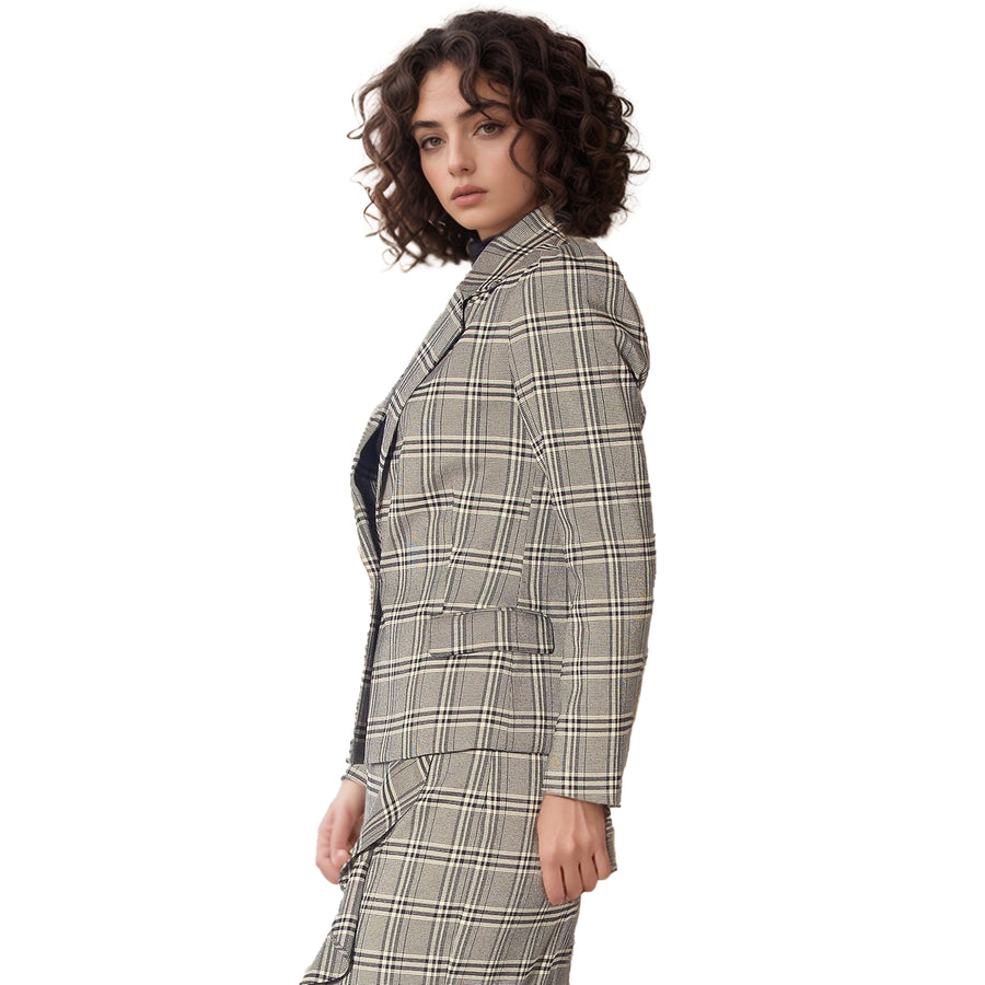 Pleione Women's Notch Collar Tweed Blazer