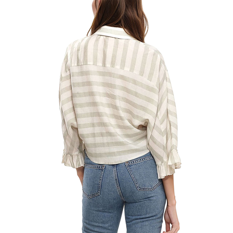 Women's Button Down Cropped Shirt In Sage