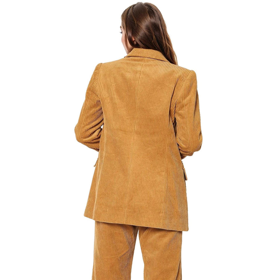 Pleione Women's Corduroy Double Breasted Blazer in Dijon