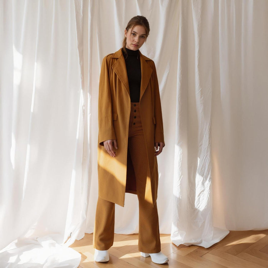 Pleione Women's Corduroy Flared Pants in Brick