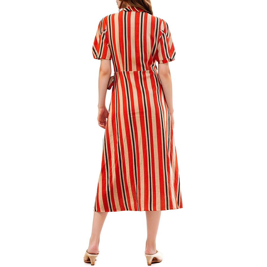 Women's Puff Sleeve Wrap Dress in Poppy Multi