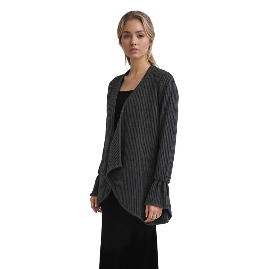 Women's Open Front Ruffle Sleeve Cardigan - shopatkonus