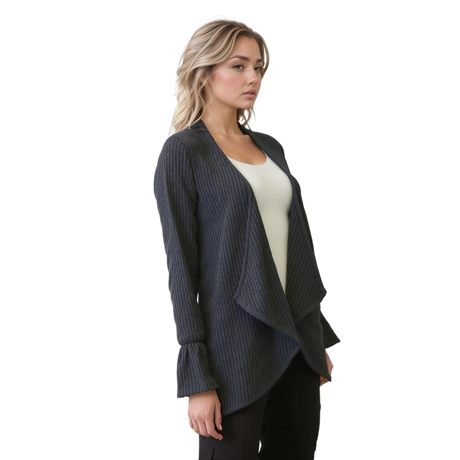 Women's Open Front Ruffle Sleeve Cardigan - shopatkonus