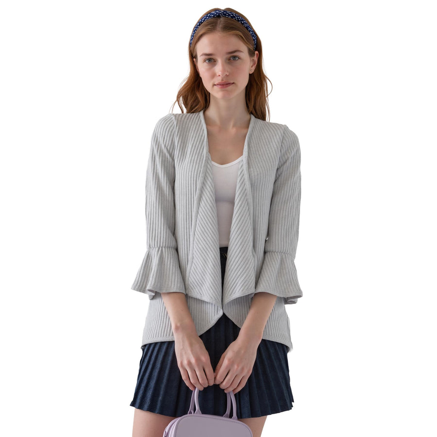 Women's Open Front Ruffle Sleeve Cardigan - shopatkonus