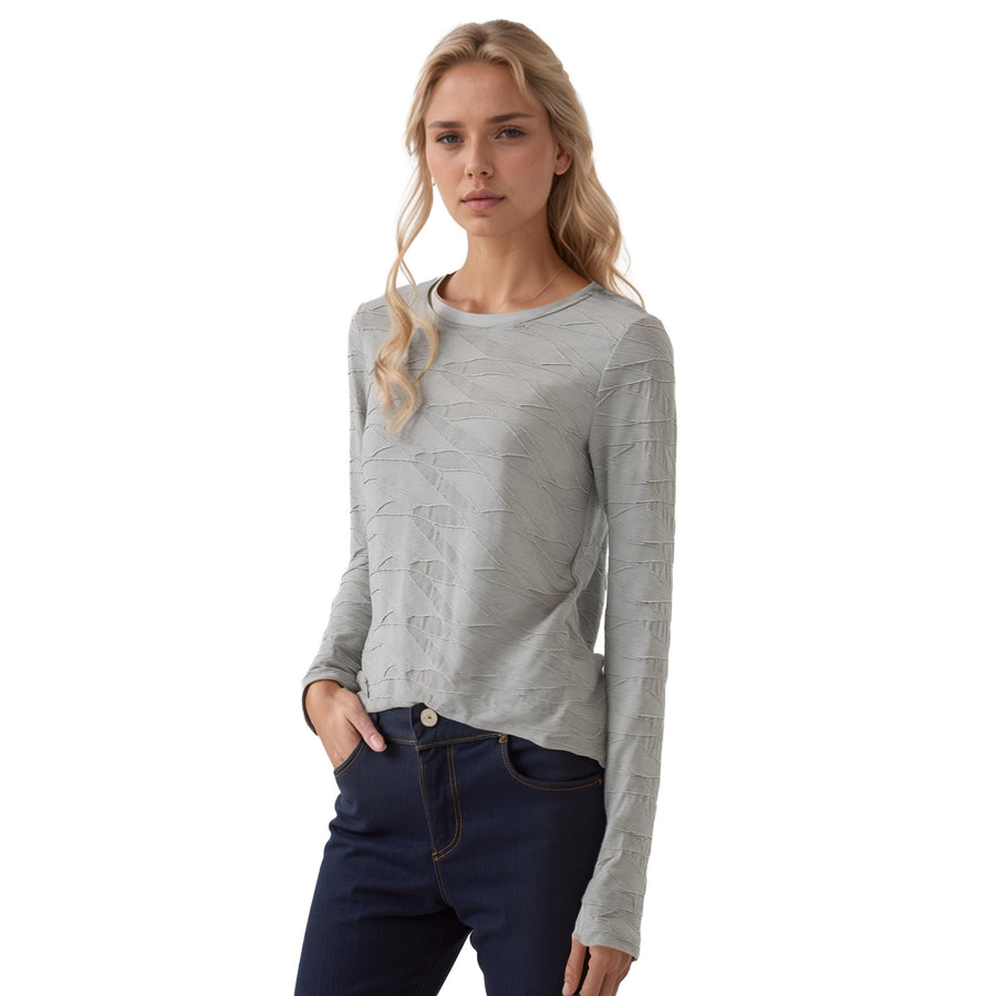Women's Hi Lo Round Neck Long Sleeve Tee - shopatkonus