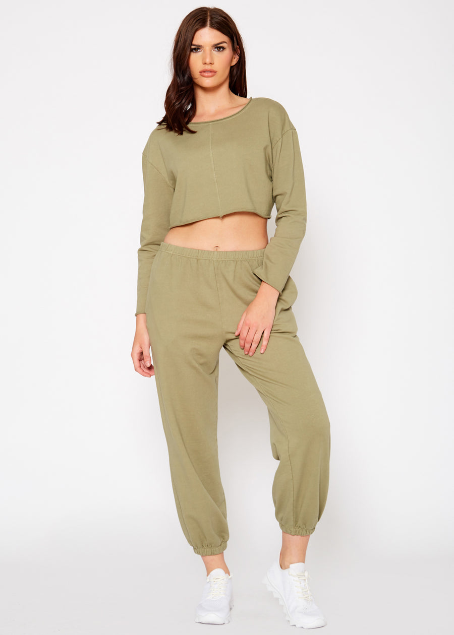 Essential French Terry Sweatpants In Olive - shopatkonus