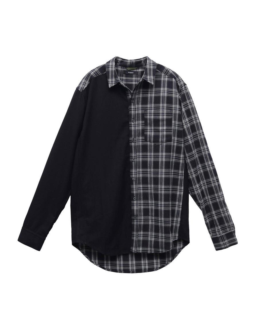 Konus Men's Color Blocked Button Up shirt in Black - shopatkonus