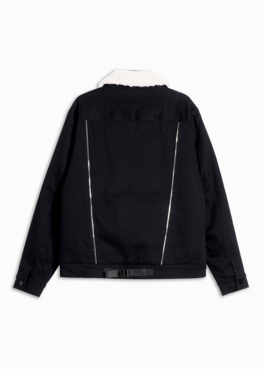 Konus Men's Twill Jacket with Sherpa Collar in Black - shopatkonus
