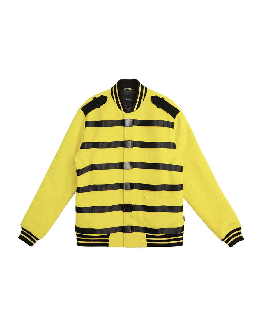 Konus Men's Wool Blend Buckle Jacket in Yellow - shopatkonus