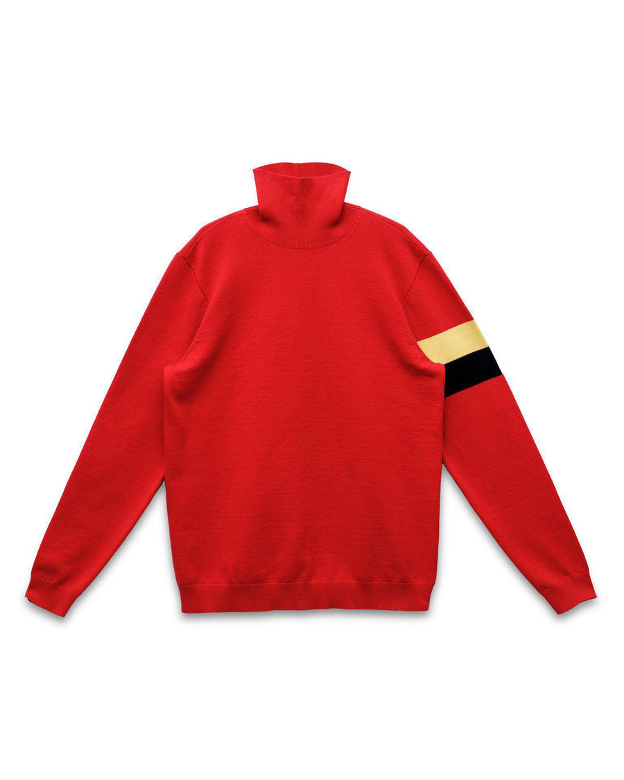 Konus Men's Fully Fashioned Turtle Neck Sweater in Red - shopatkonus