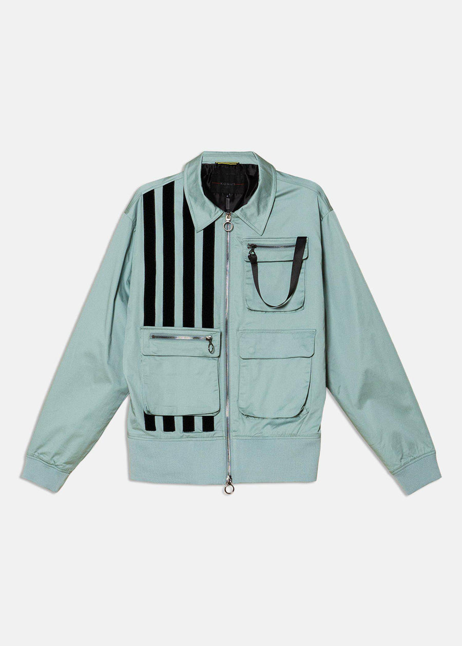 Konus Men's Bellow Flap Pockets jacket in Teal - shopatkonus