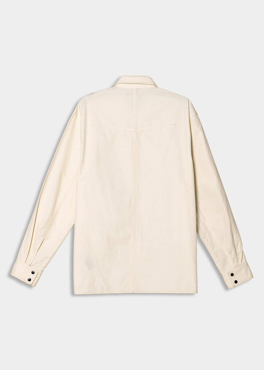 Konus Men's Canvas Shirt With Bellow Pockets in Off White - shopatkonus