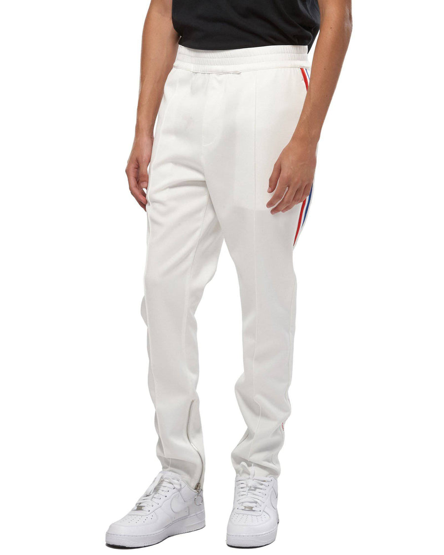 Konus Men's Track Pants With Knit Tape detail in White - shopatkonus