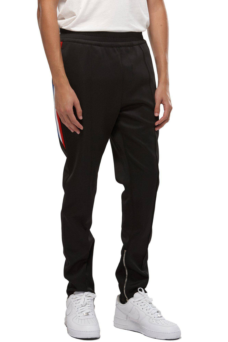Konus Men's Track Pants With Knit Tape detail in Black - shopatkonus