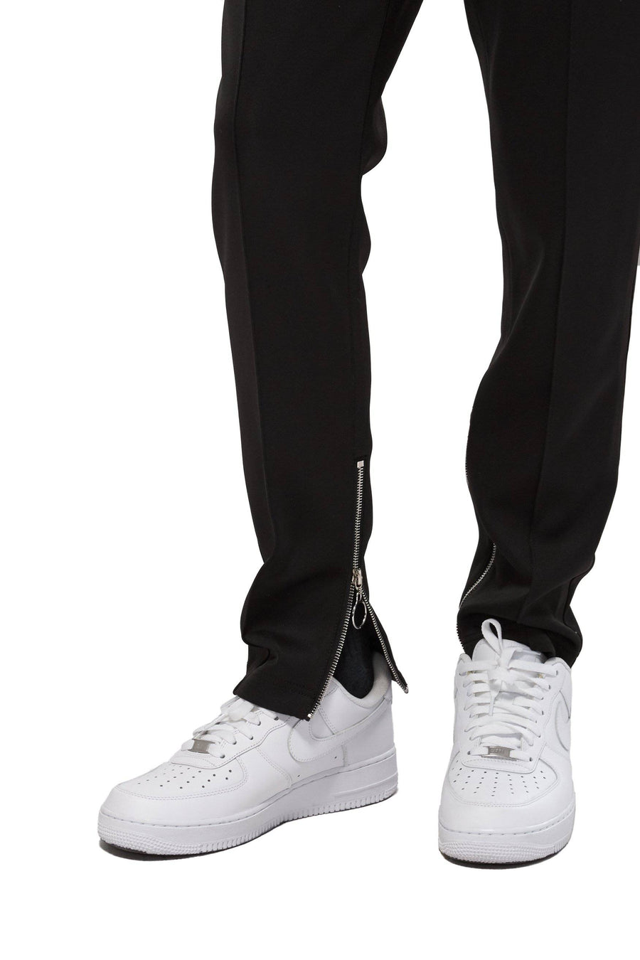 Konus Men's Track Pants With Knit Tape detail in Black - shopatkonus