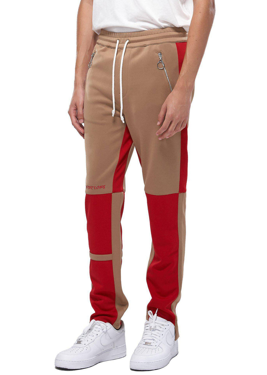 Konus Men's Color Blocked Track pants in  Camel - shopatkonus