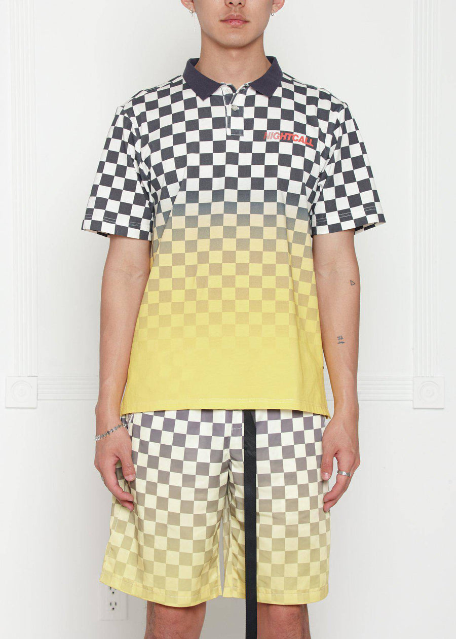 Konus Men's Checker Polo with Yellow Ombre - shopatkonus