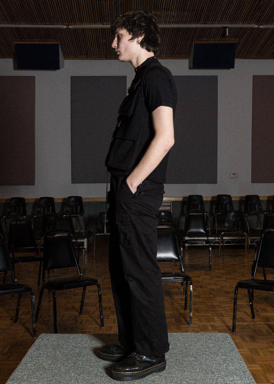Konus Men's Sweater Utility Vest With Bellow Pockets in Black - shopatkonus