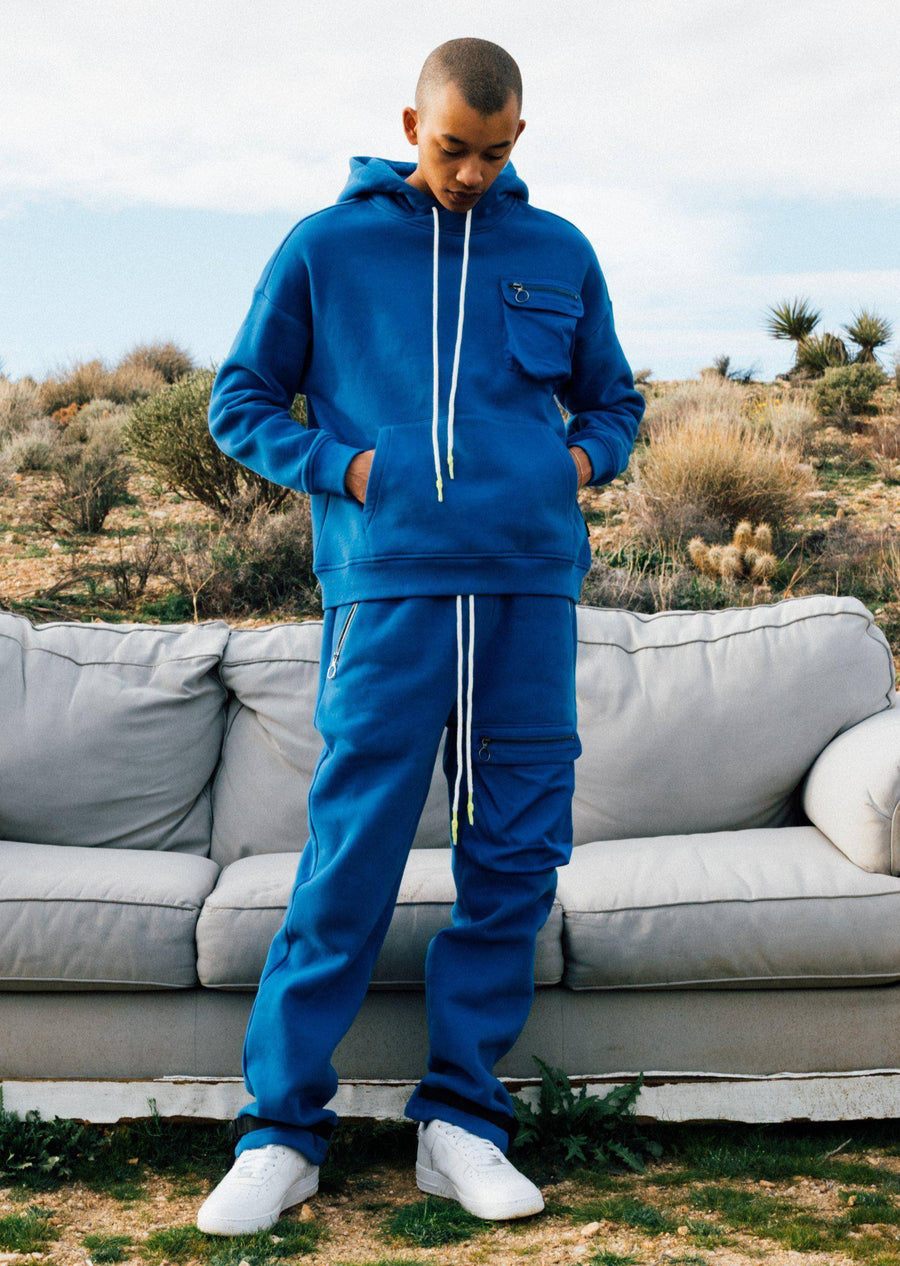 Konus Men's Bellow Pocket Hoodie in Blue - shopatkonus