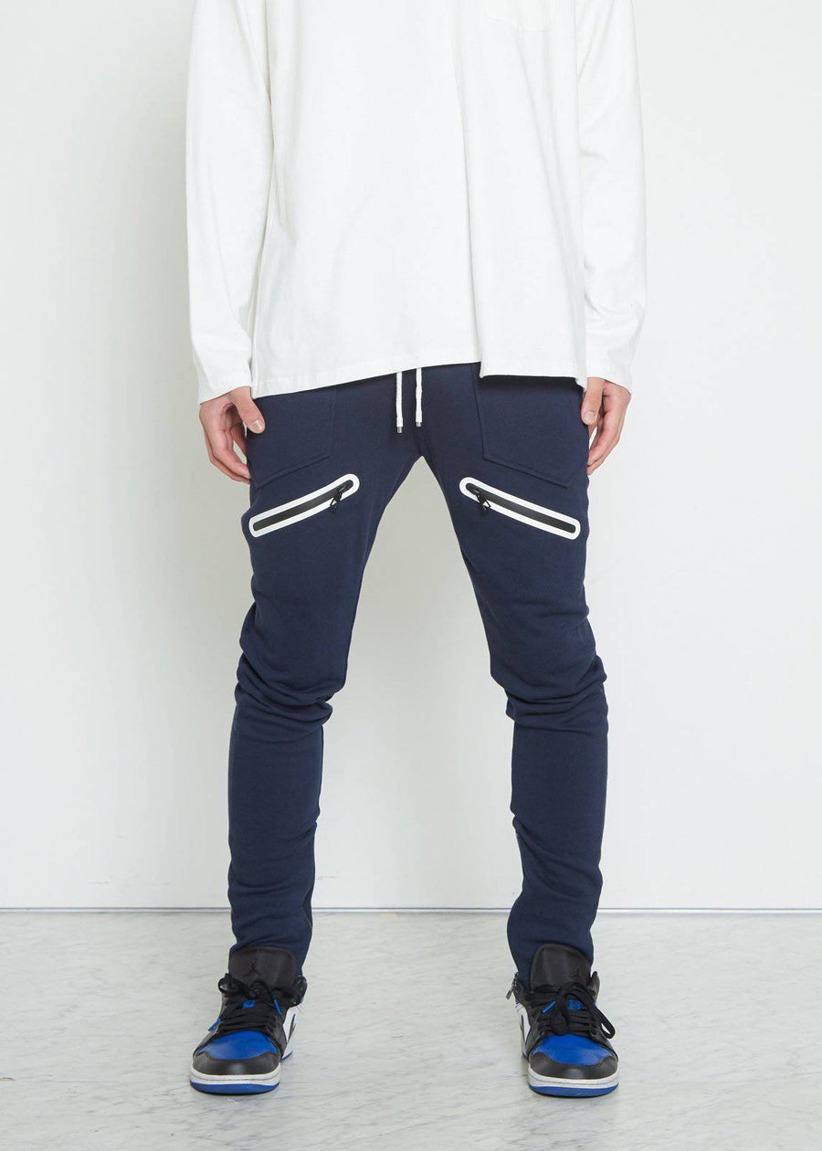 Konus Men's  Zipper Pocket French Terry Sweatpants in Navy - shopatkonus