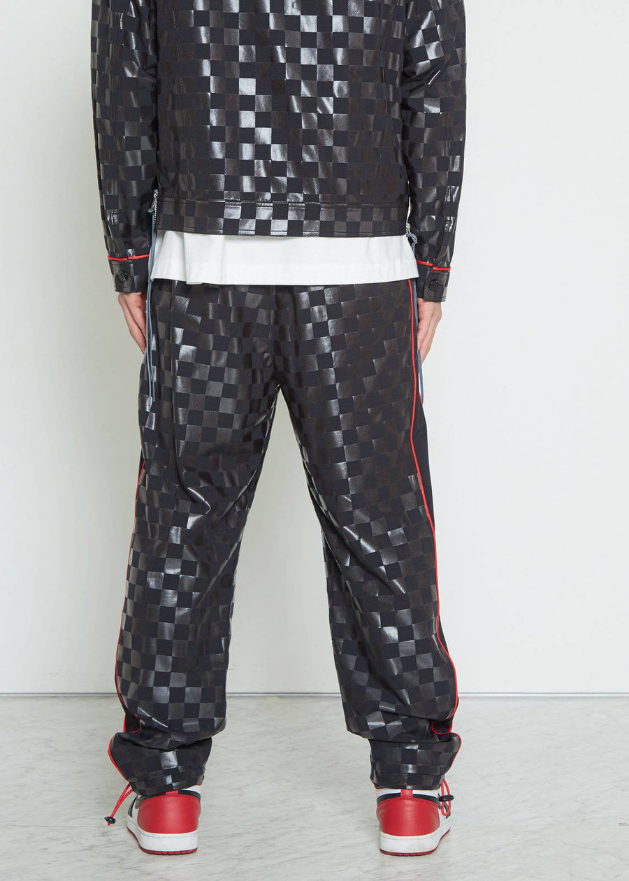 Konus Men's Tonal Checker Printed Pants in Black - shopatkonus