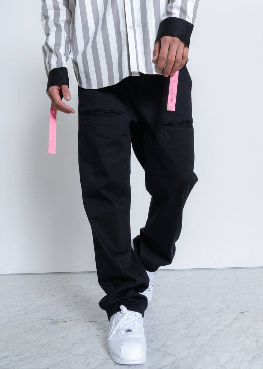 Konus Men's Baggy Chino Pants in Black - shopatkonus