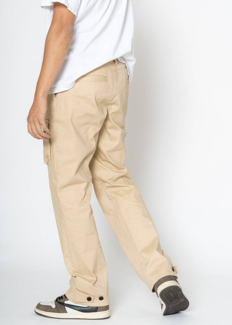 Konus Men's Cargo Pants with Removable Pocket in Khaki - shopatkonus