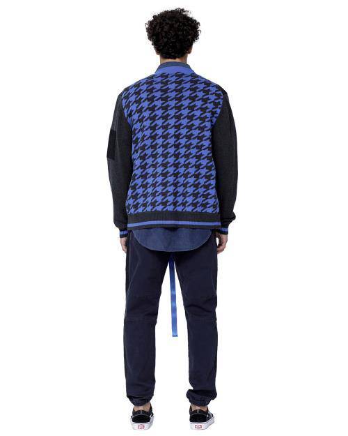 Konus Men's Cardigan With Polyester Panel in Black - shopatkonus