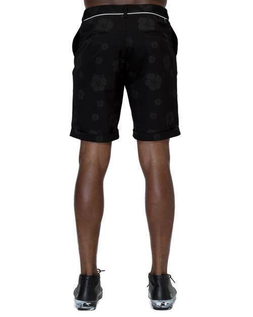 Konus Men's Cuffed Shorts With Floral Print in Black - shopatkonus