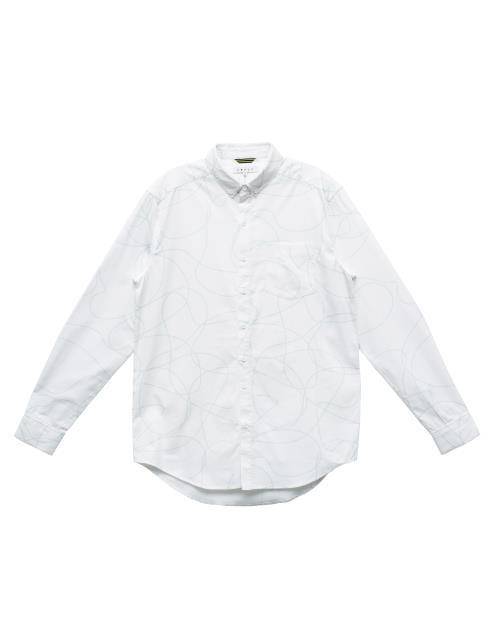 Konus Men's Long Sleeve Line Print Shirt in White - shopatkonus
