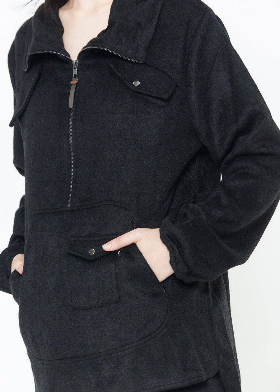 Konus Men's Half Zip Mock Neck Jacket in Black - shopatkonus