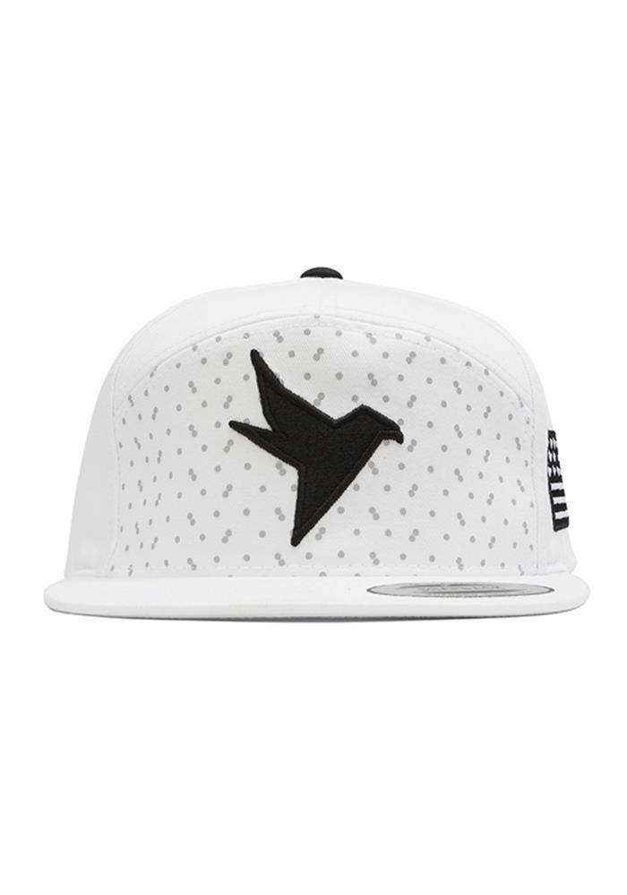 Konus Men's Bird Logo 7 Panel Snap Back in White - shopatkonus