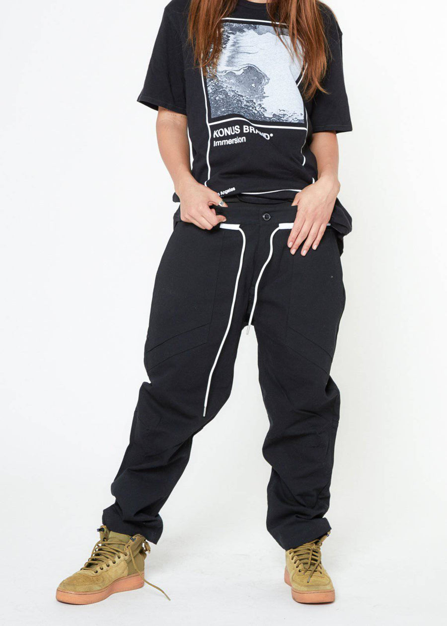 Konus Men's Cropped Pants With Drawcord in Black - shopatkonus