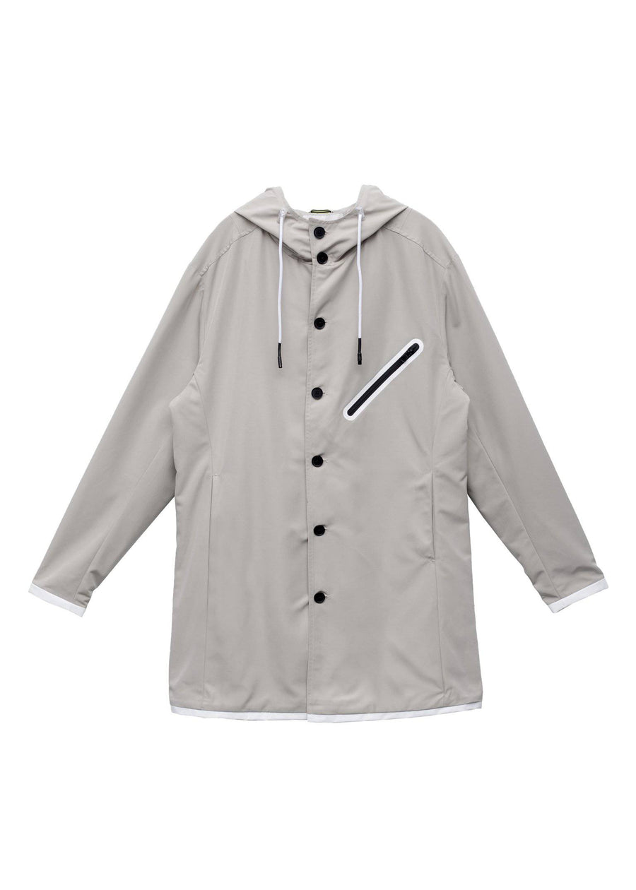 Konus Men's Hooded Jacket in Water Repellent Fabric in Ivory - shopatkonus