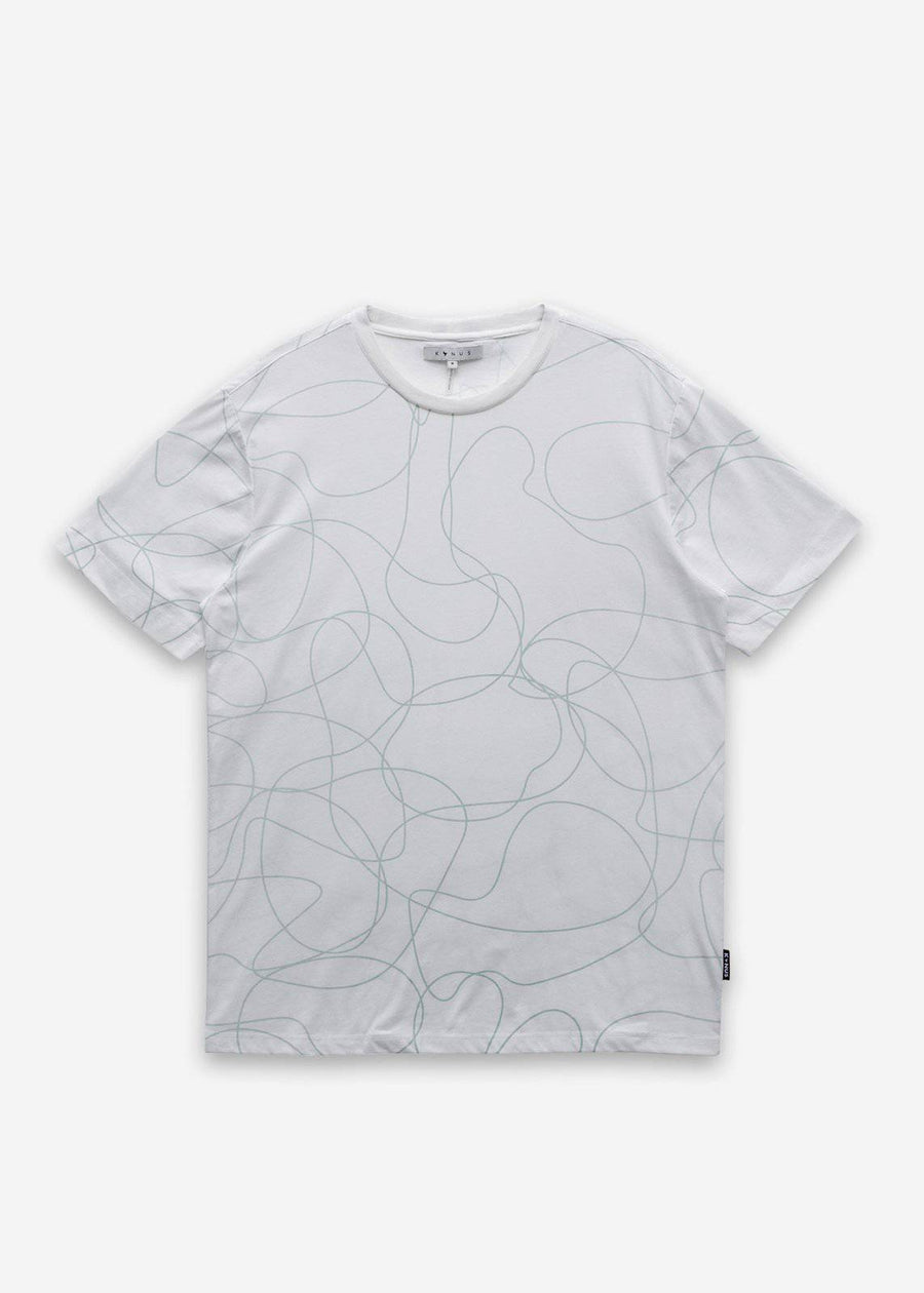 Konus Men's Linework Print T-shirt  in White - shopatkonus