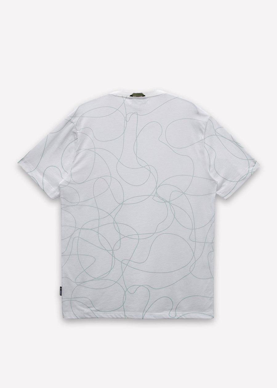 Konus Men's Linework Print T-shirt  in White - shopatkonus
