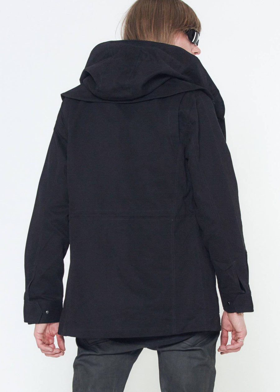 Konus Men's M-65 Jacket With Oversized Hood in Black - shopatkonus