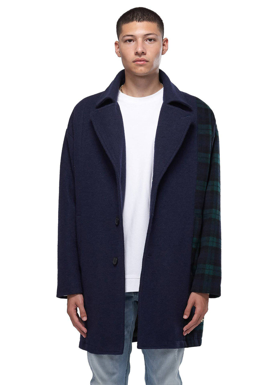 Konus Men's Oversize Wool Blend Coat in Navy - shopatkonus