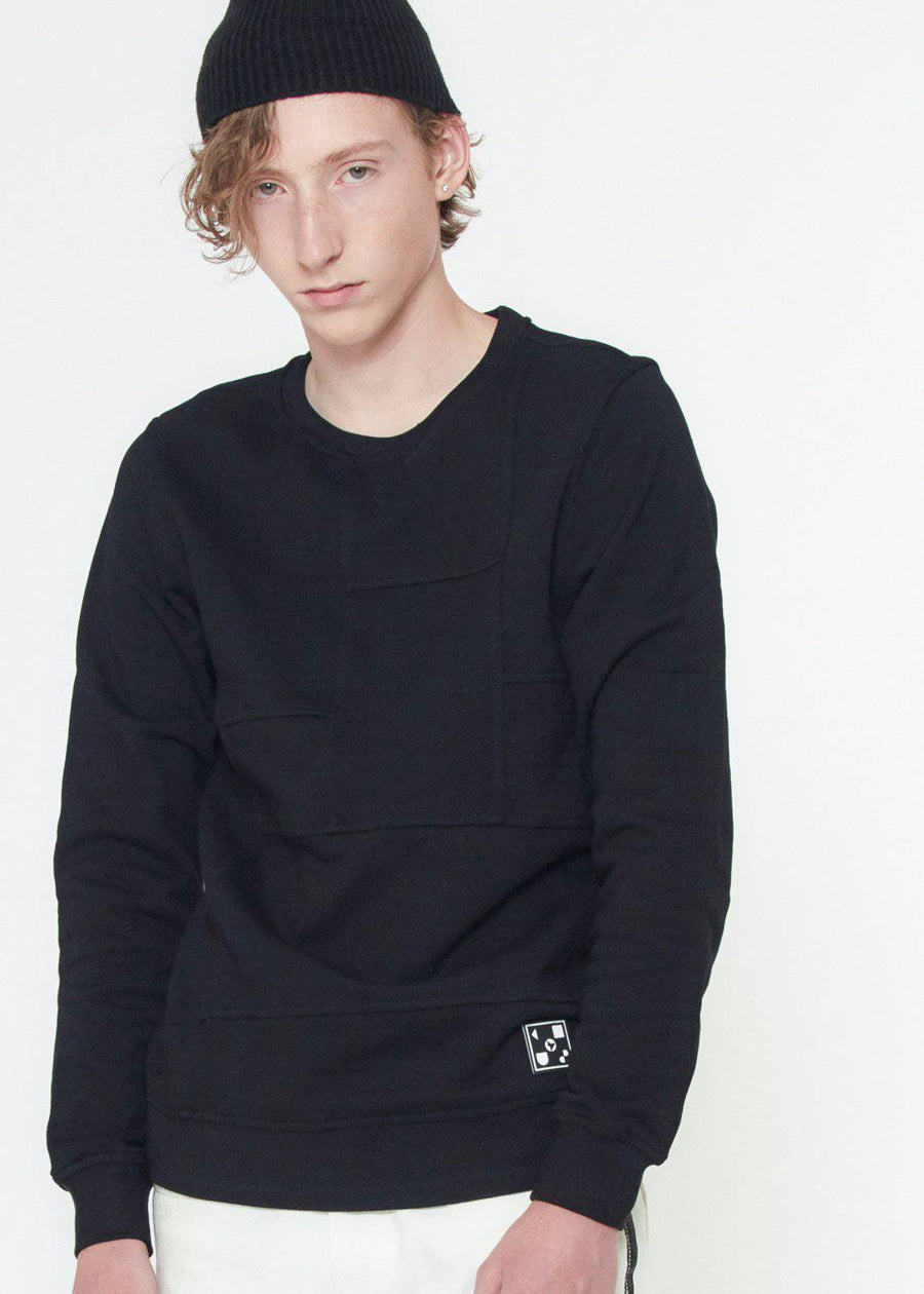 Konus Men's Sweatshirt w/ Paneling on Front  in Black - shopatkonus
