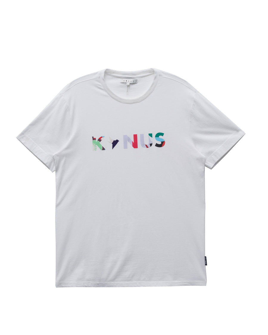 Konus Men's T-shirt With Multi Color Logo Print in White - shopatkonus