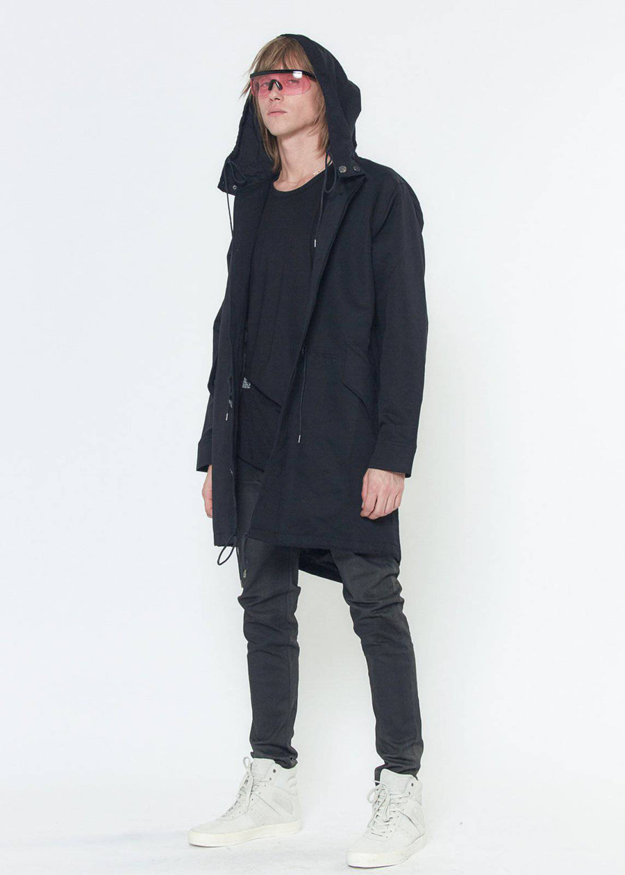 Konus Men's Poly Filled Hooded Twill Jacket  in Black - shopatkonus