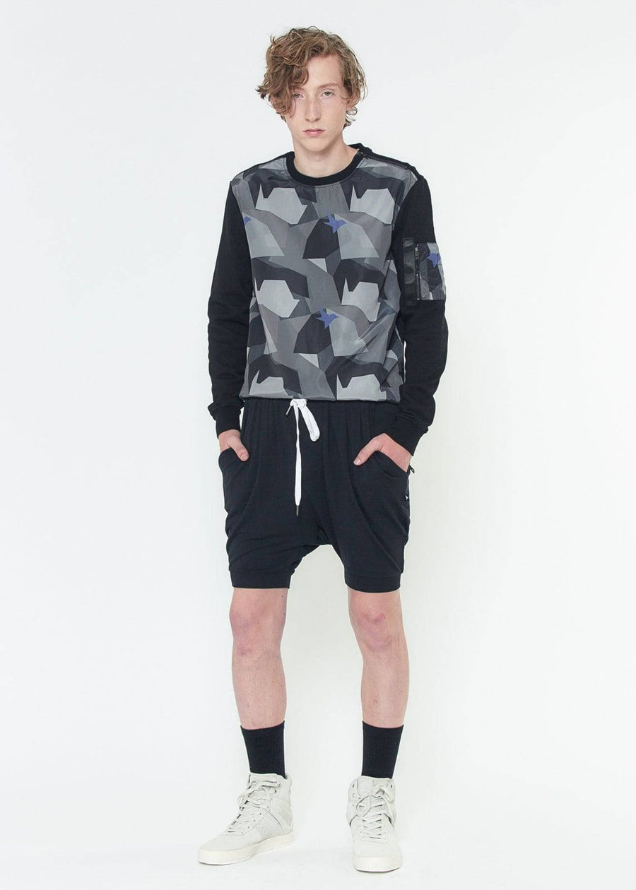 Konus Men's Rib Cuffed Shorts in Light Weight Knit Fabric in Black - shopatkonus