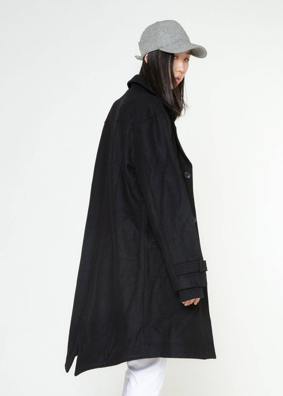 Konus Men's Wool Blend Fish Tail Coat in Black - shopatkonus