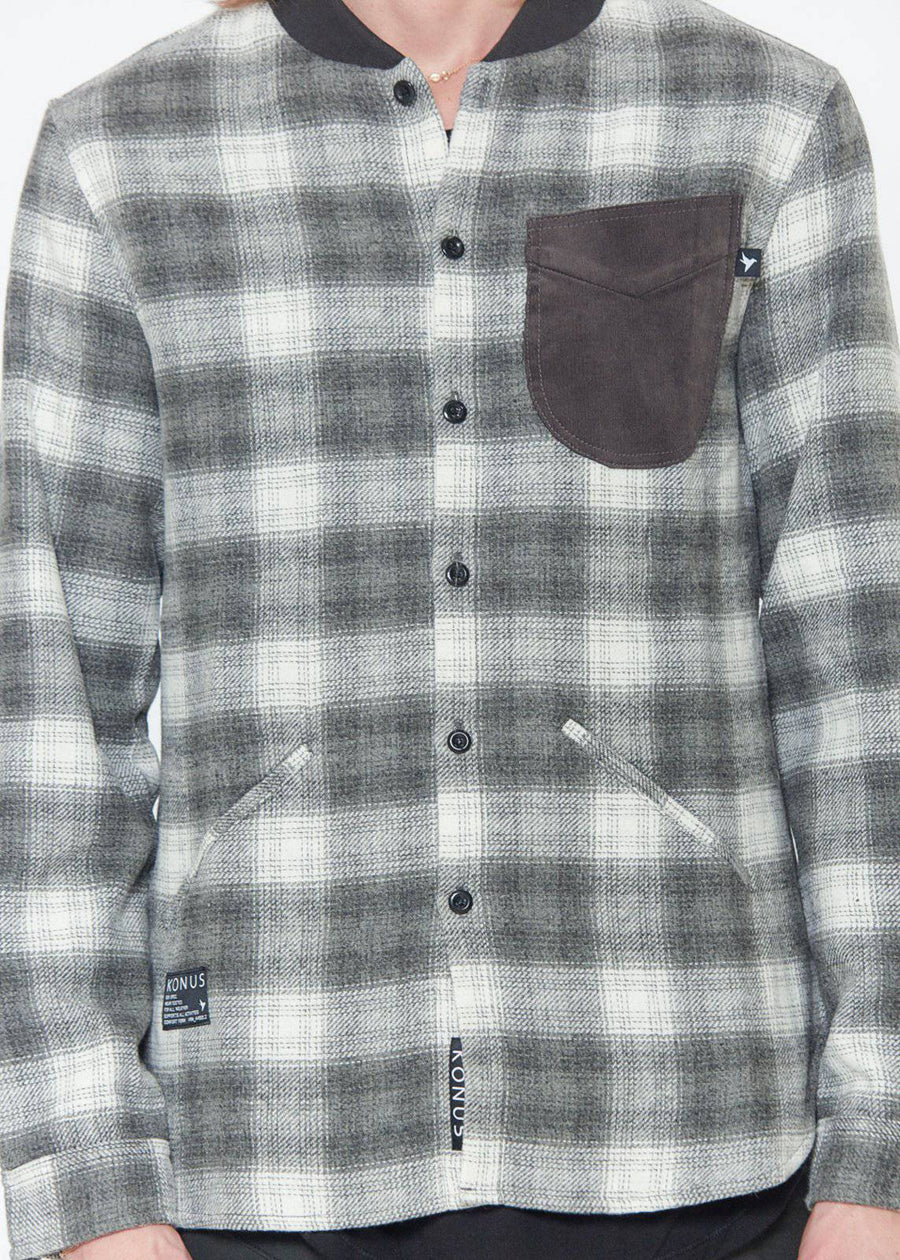 Konus Men's Wool Blend Shirt Jacket in Gray - shopatkonus