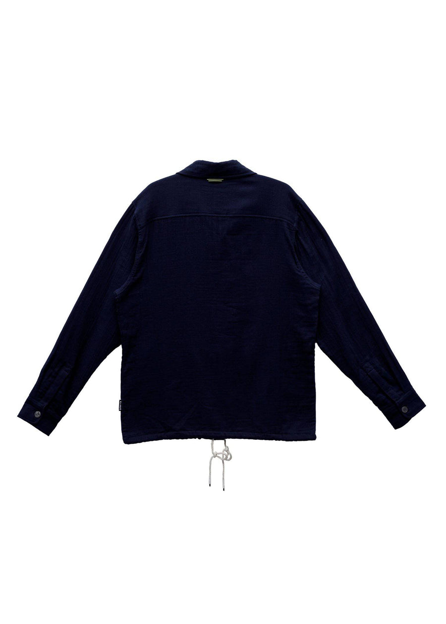 Konus Men's Revere Collar Shirt w/ Drawcord In Navy - shopatkonus