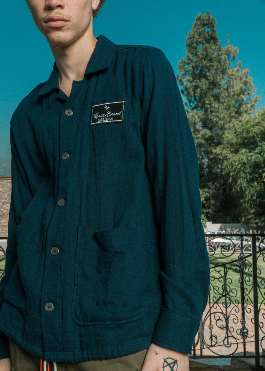 Konus Men's Revere Collar Shirt w/ Drawcord In Navy - shopatkonus