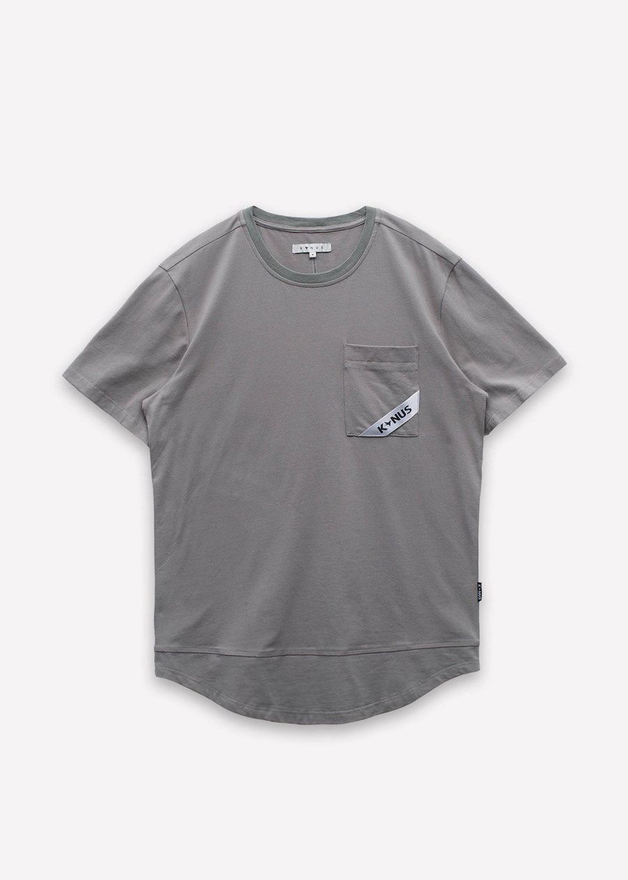Konus Men's T-Shirt with Curved hem In Taupe - shopatkonus