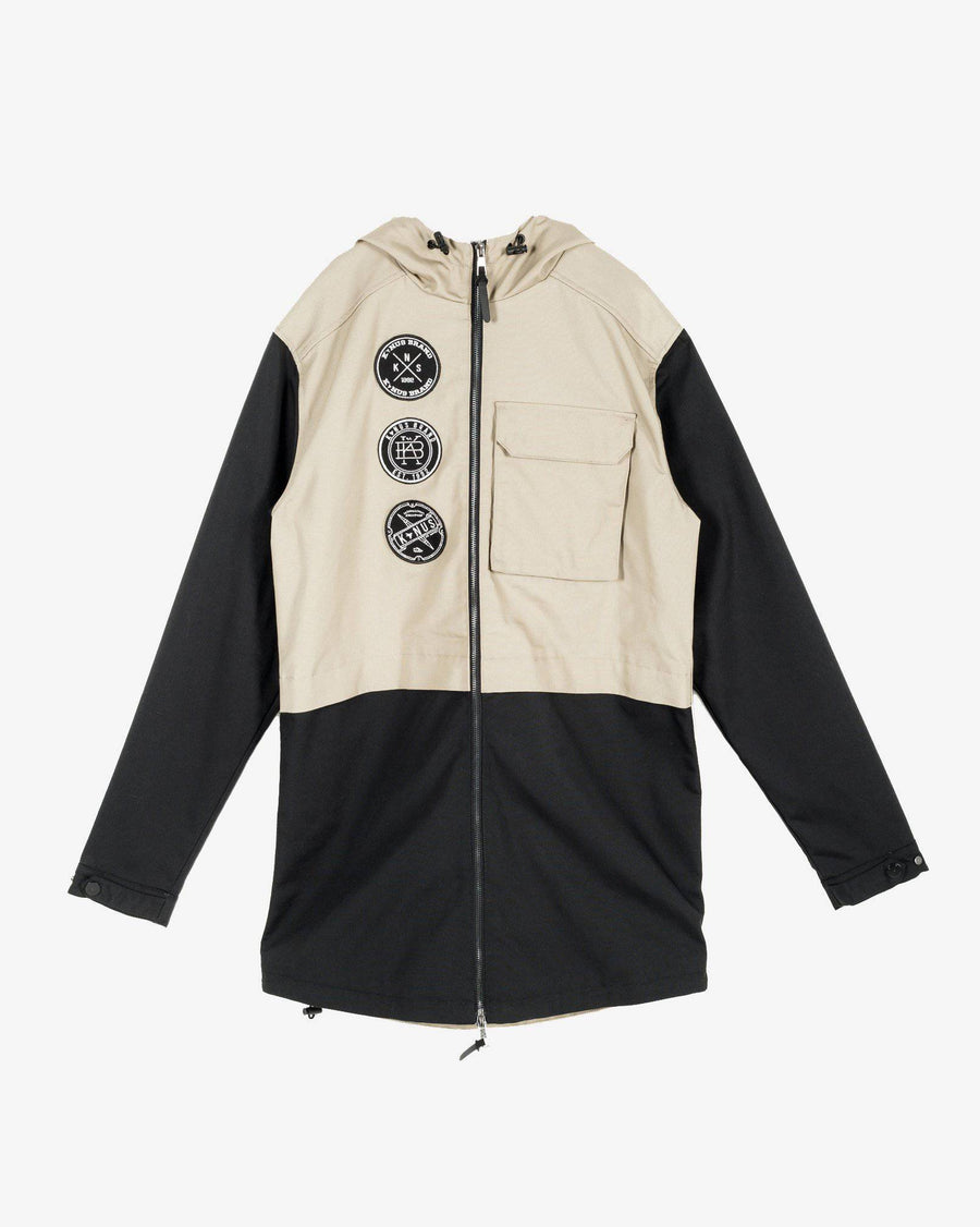 Konus Men's Hooded Jacket w/ Color Block x Patch in Khaki - shopatkonus