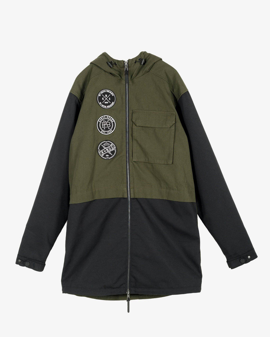 Konus Men's Hooded Jacket w/ Color Block x Patch in Olive - shopatkonus